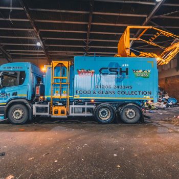 Side view of CSH Food & Glass collection lorry