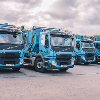 Skip hire lorries in CSH Environmental's Colchester yard